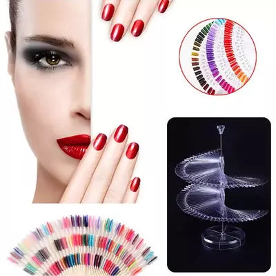 Gleevia Nail Art Practice Tips 50Pc Nail Stick Fan-Shaped False Nails with Circle Buckle (Transparent)