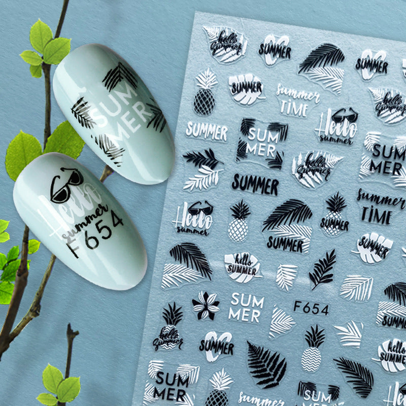 Gleevia 9 Sheets Nail Stickers Self Adhesive DIY Mixed Designs Nail Art Sticker For Beauty Nail Tools S6