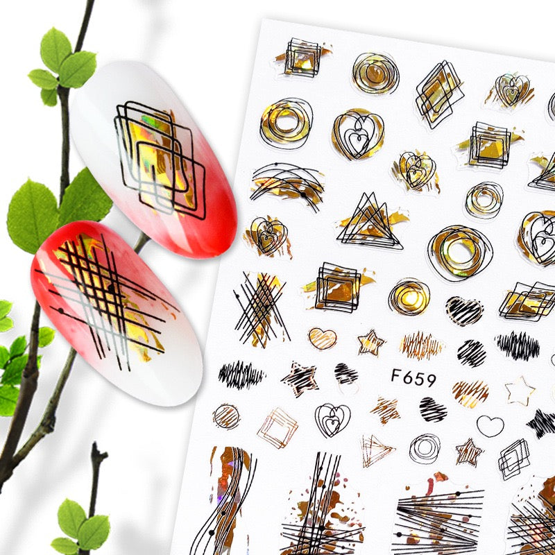 Gleevia 9 Sheets Nail Stickers Self Adhesive DIY Mixed Designs Nail Art Sticker For Beauty Nail Tools S6