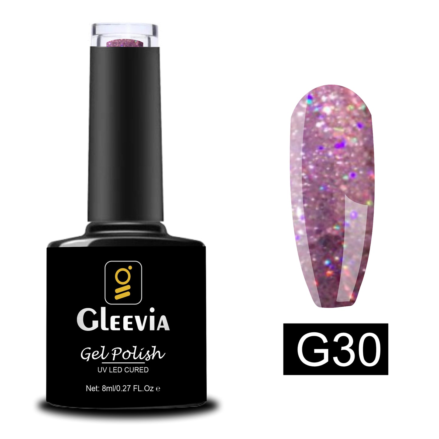 UV LED Soak-Off Glitter Gel Polish for Professionals 15ml Brush Cap G30