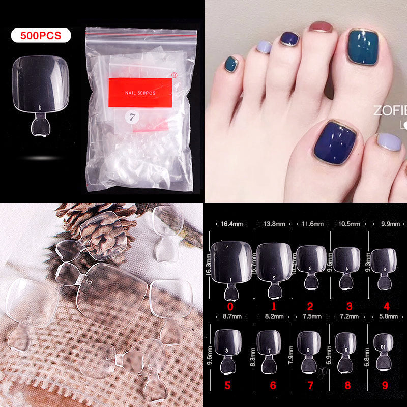 Gleevia Artificial Unbreakable Clear Toe Nail Tips Leg Finger Nail Extension 500pc/Box