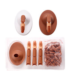 Gleevia Professional Nail Art Practice Hand Kit Flexible Finger Adjustment Display With Holder Nail Trainning Moveable DIY Print Practice Tool For Nails Art Brown (Brown)