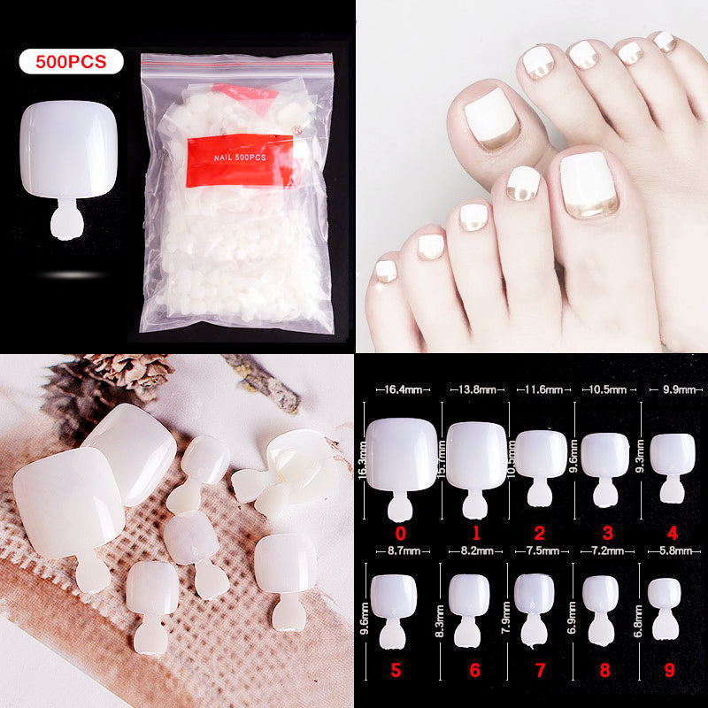 Gleevia Artificial Unbreakable Natural Toe Nail Tips Leg Finger Nail Extension 500pc/Box