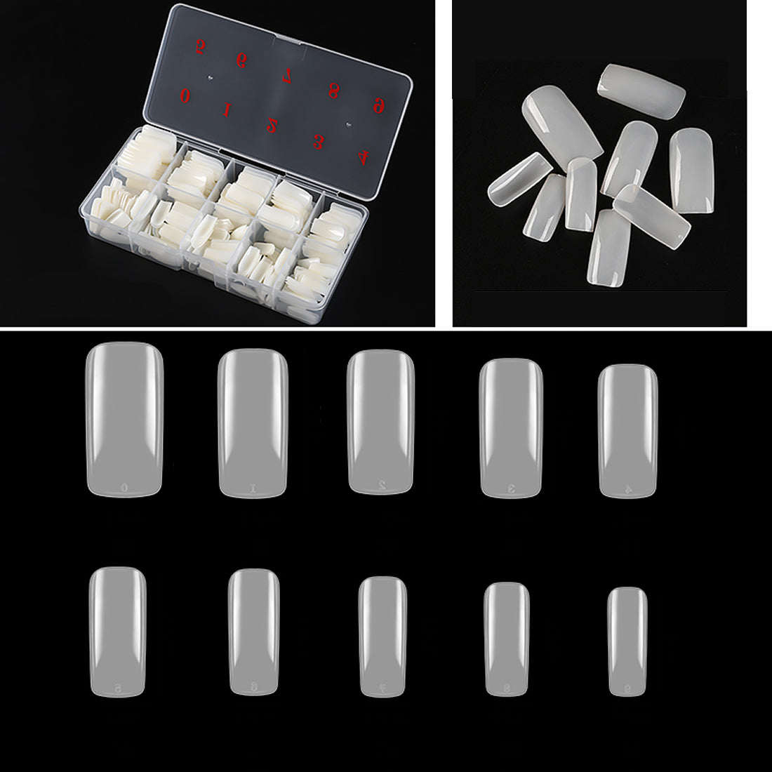Gleevia Artificial Unbreakable Natural Square Shape Nail Tips Finger Nail Extension 500pc/Box