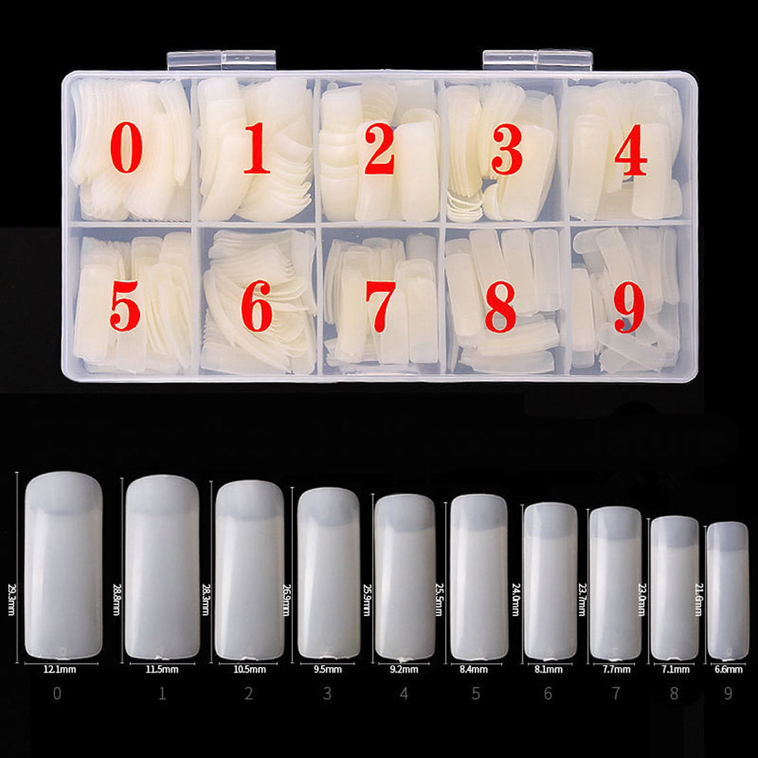 Artificial Unbreakable Natural Long Square Nail Tips Finger Nail Extension 500pc/Box Half Sticker