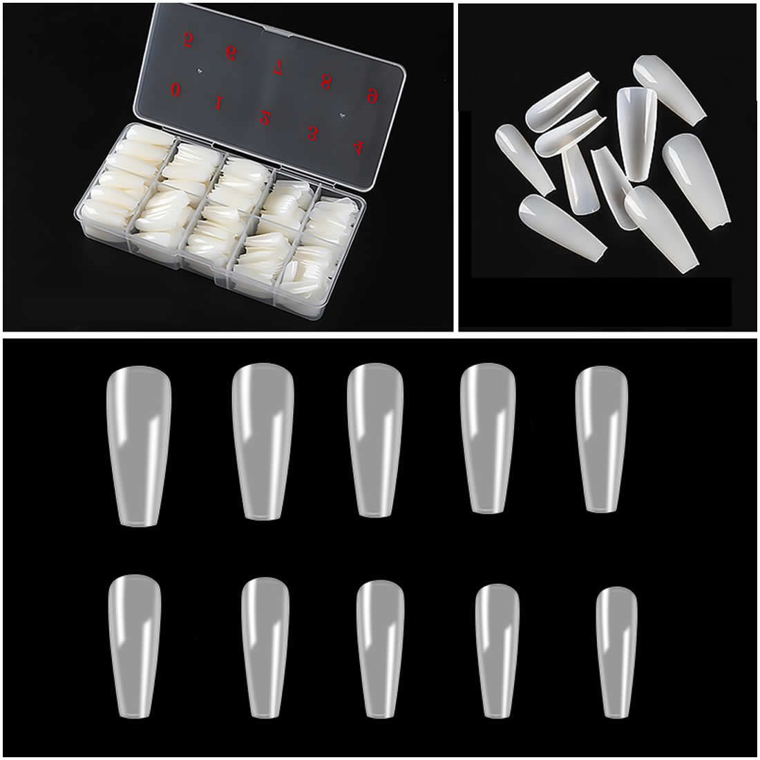 Gleevia Artificial Unbreakable Natural Long Coffin Nail Tips Finger Nail Extension 500pc/Box