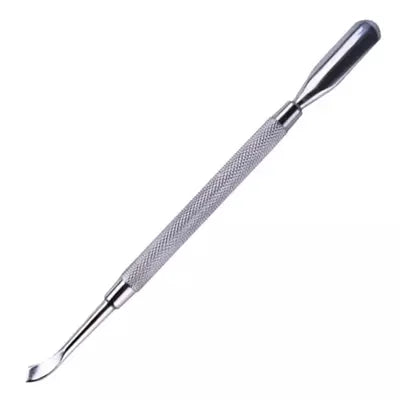 Gleevia Professional Sharp Double Head Metal Stainless Steel Cuticle Nail Pusher (Silver)