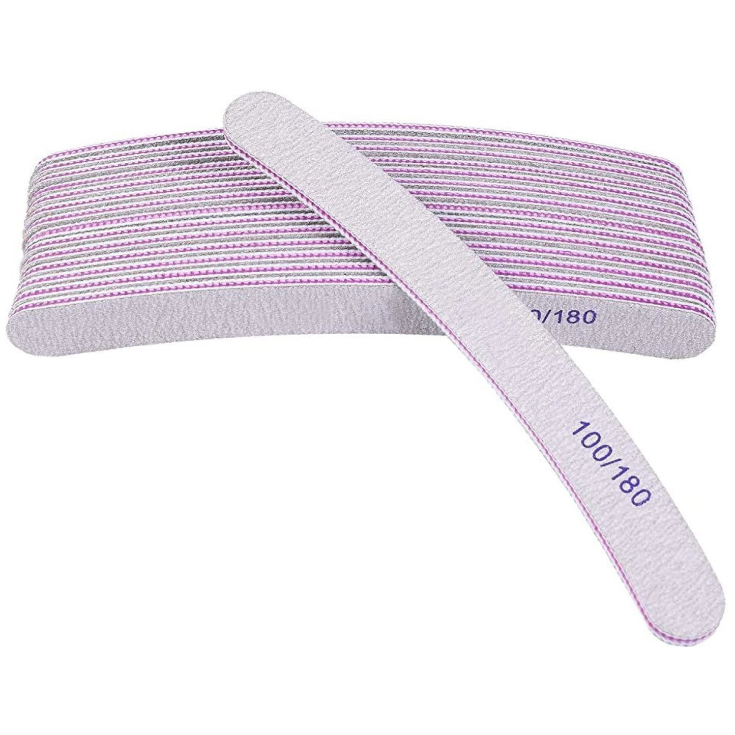 Nail Filer, Professional SandPaper Waterproof Nail Filer 100/180 Set | Arc-Banana Shape Fingernail files