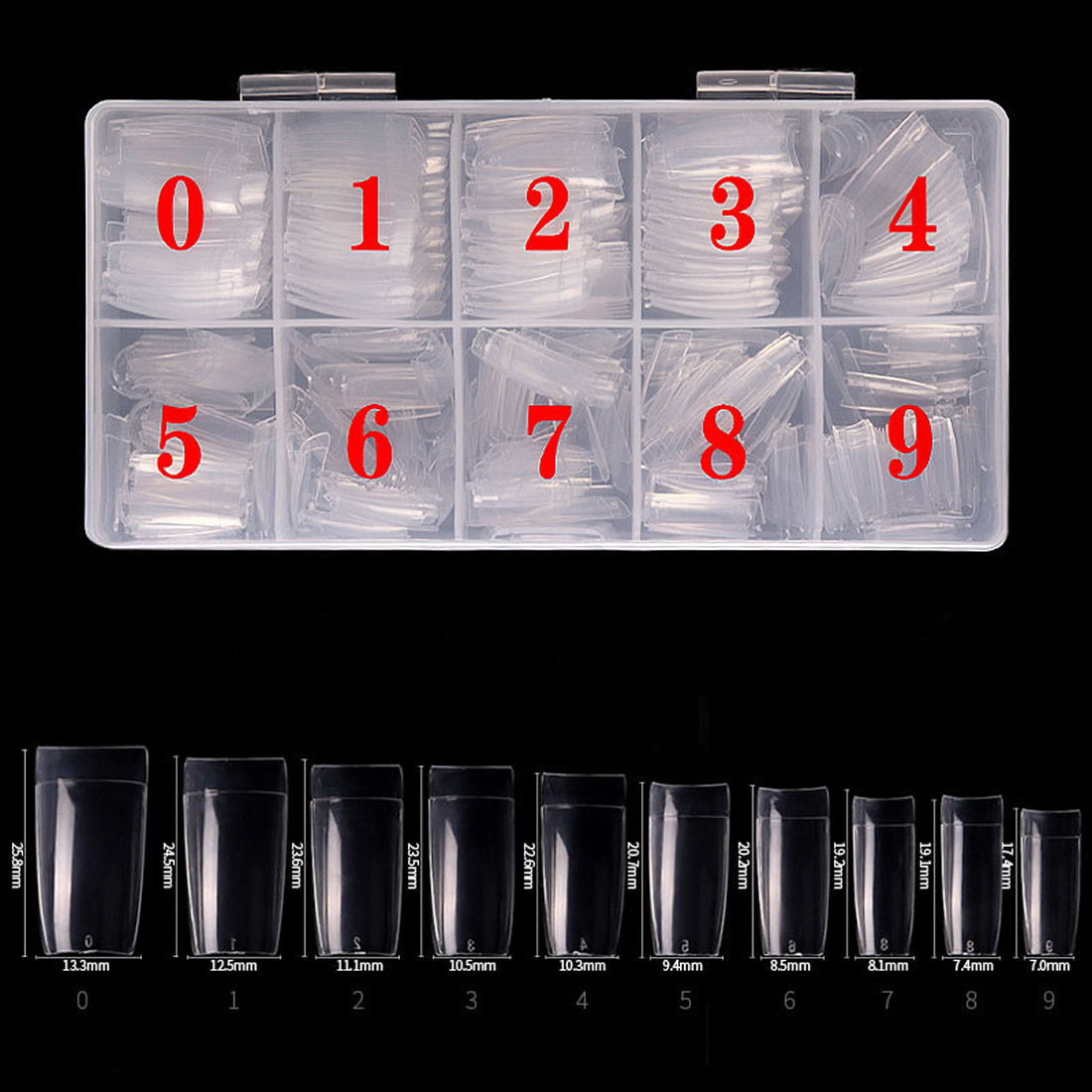 Gleevia Artificial Unbreakable Clear French Nail Tips Finger Nail Extension 500pc/Box C-Lock