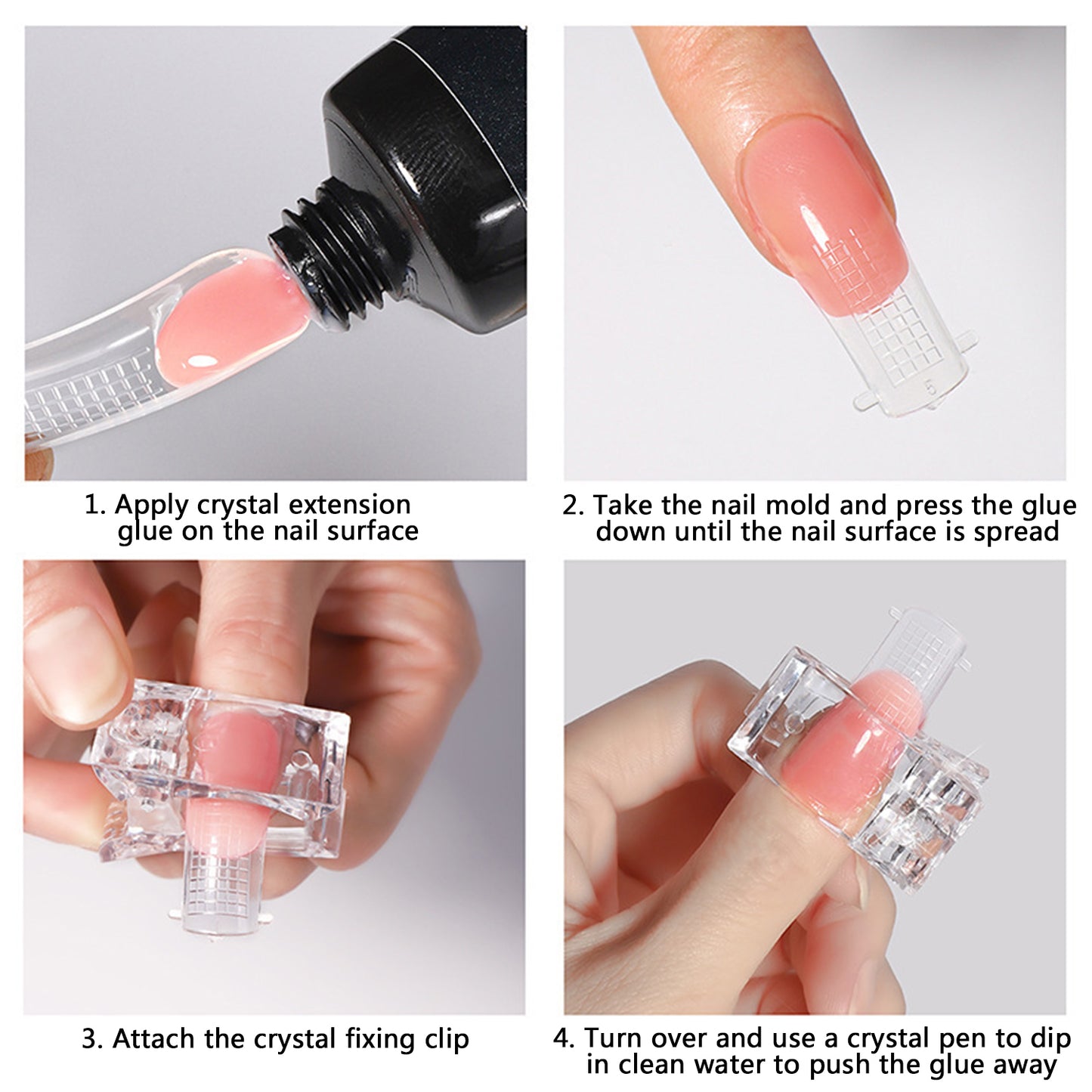 Plastic Nail Clip for Building Polygel Nail Forms Transparent