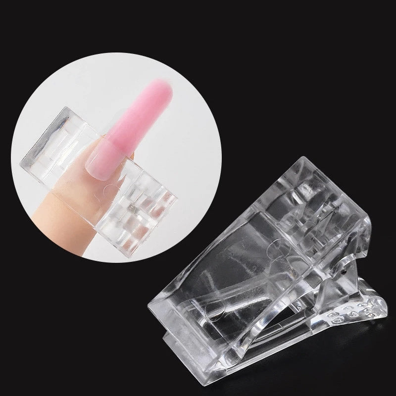 Plastic Nail Clip for Building Polygel Nail Forms Transparent