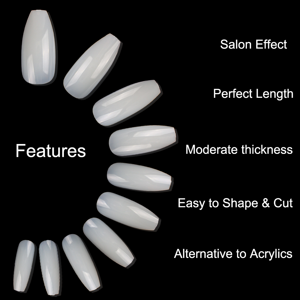 Gleevia Artificial Unbreakable Natural Short Coffin Nail Tips Finger Nail Extension 500pc/Box