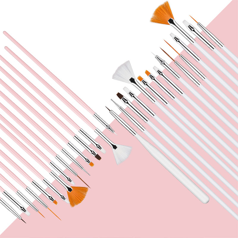 Gleevia Professional Nail Art Design Painting Tool Pen Brush 15in1 Pink