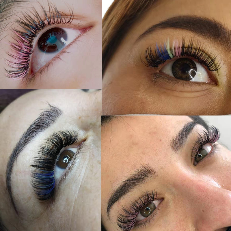 Permanent Curl Colored Eyelashes Extension, 0.07-C-8mm Classic Stable Curl (12Row Synthetic Colored Eyelash)