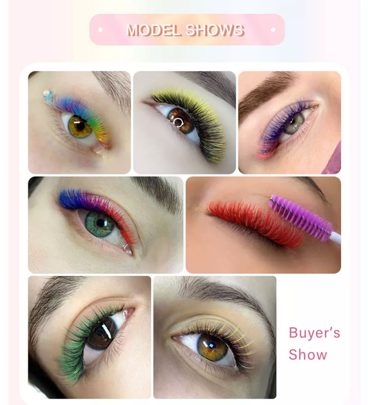 Permanent Curl Colored Eyelashes Extension, 0.07-C-8mm Classic Stable Curl (12Row Synthetic Colored Eyelash)