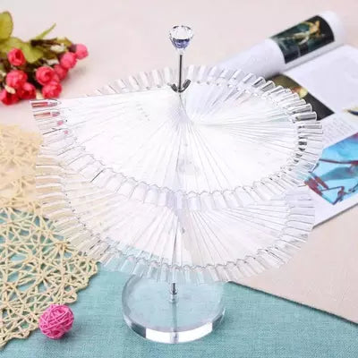 Gleevia Nail Art Practice Tips 50Pc Nail Stick Fan-Shaped False Nails with Circle Buckle (Transparent)