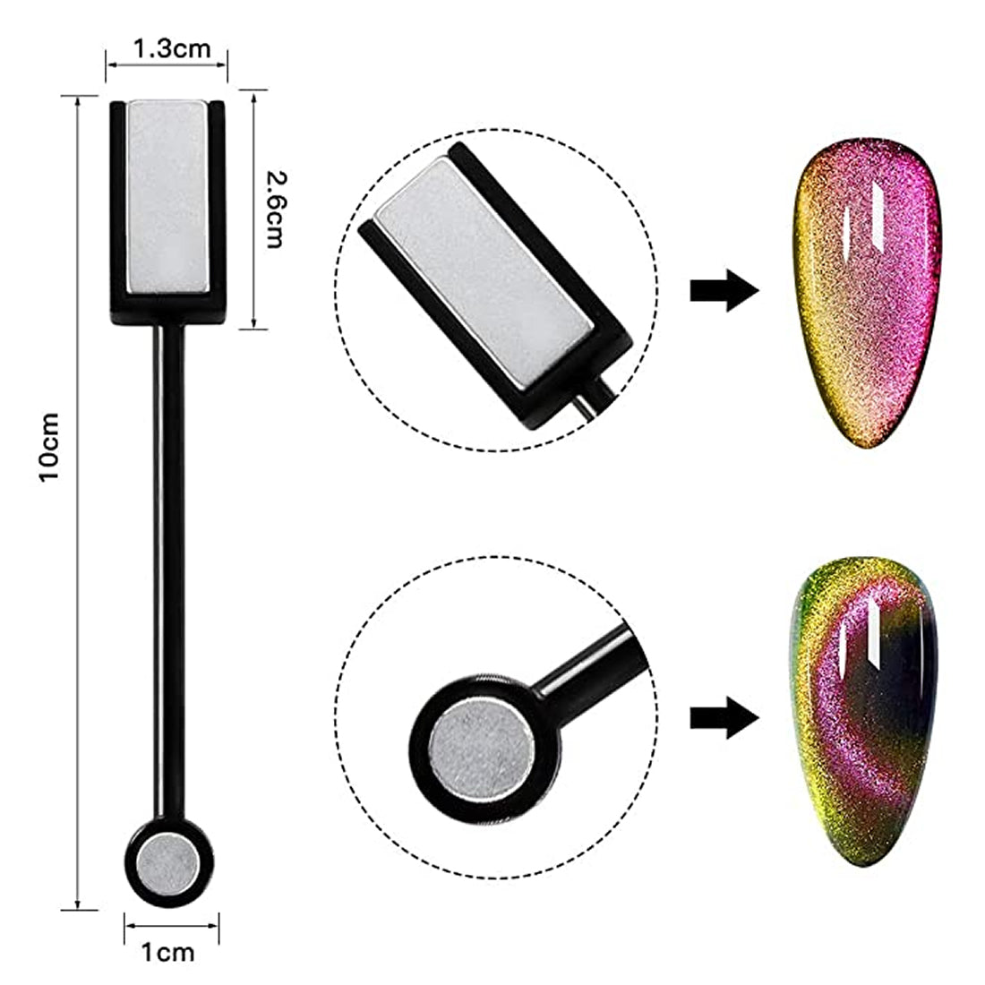 Gleevia 9D CatEye UV Gel Polish | Magnetic 9D Gel Nail Polish for Professionals 10pc Combo Pack 8ml/each with Dual Head Magnet and Black Color UV Gel Polish 8ml