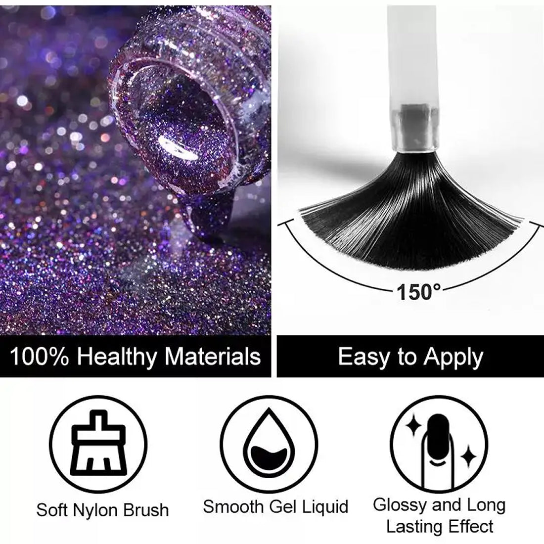 Gleevia 9D CatEye UV Gel Polish | Magnetic 9D Gel Nail Polish for Professionals | Combo Pack of 9D Cateye, Dual Head Magnet and UV Gel Black Color 8ml/each