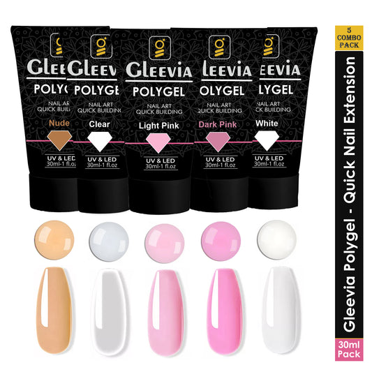 PolyGel Nail Art Quick Building 30ml Each - Nail Extension Gel (Combo Pack of 5 Tube)