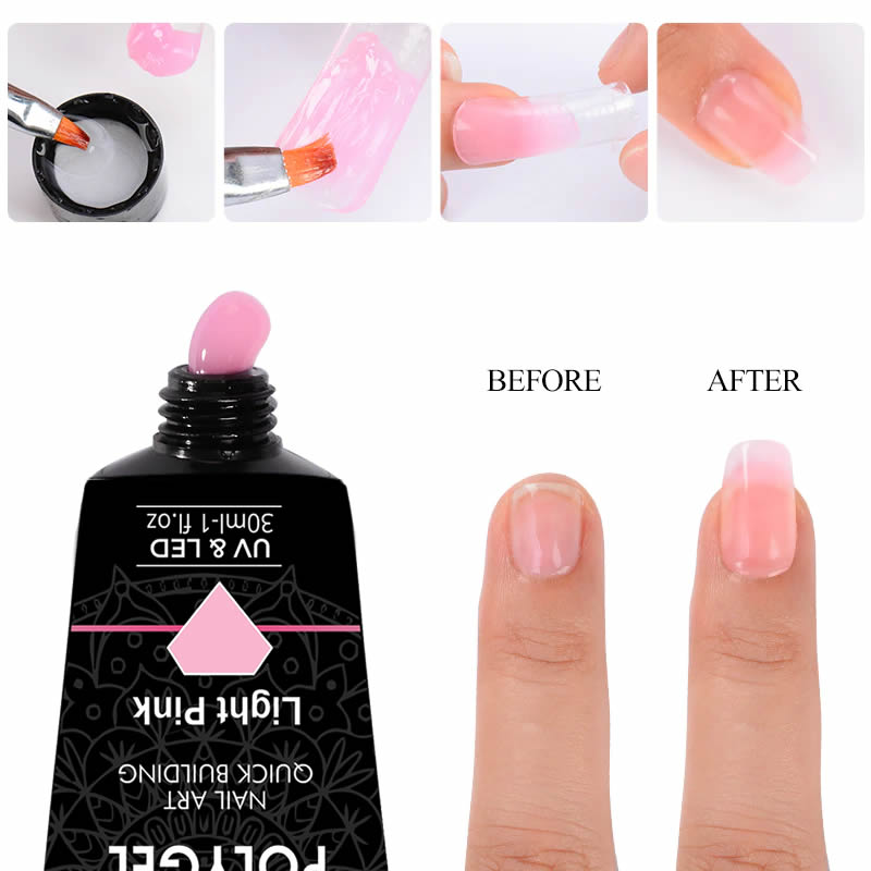 Nail Art Extension Combo Kit of Polygel Tips, Slip Solution, Polygel Brush & Dappen Dish (Pack of 4)
