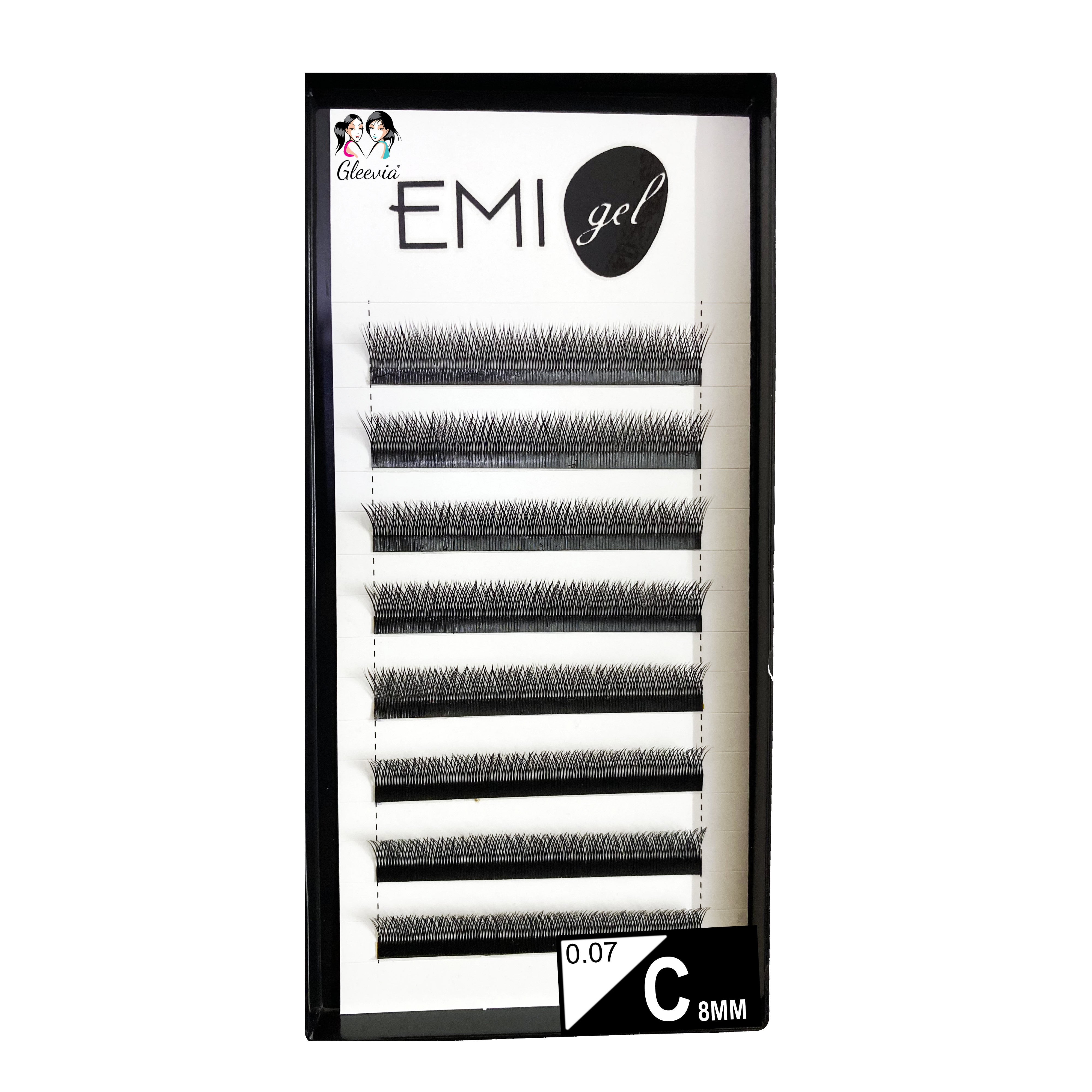 Permanent Curl Eyelashes Extension, 0.07-VY-YY-C8mm Classic Stable Curl (8Row Synthetic Black Eyelash)
