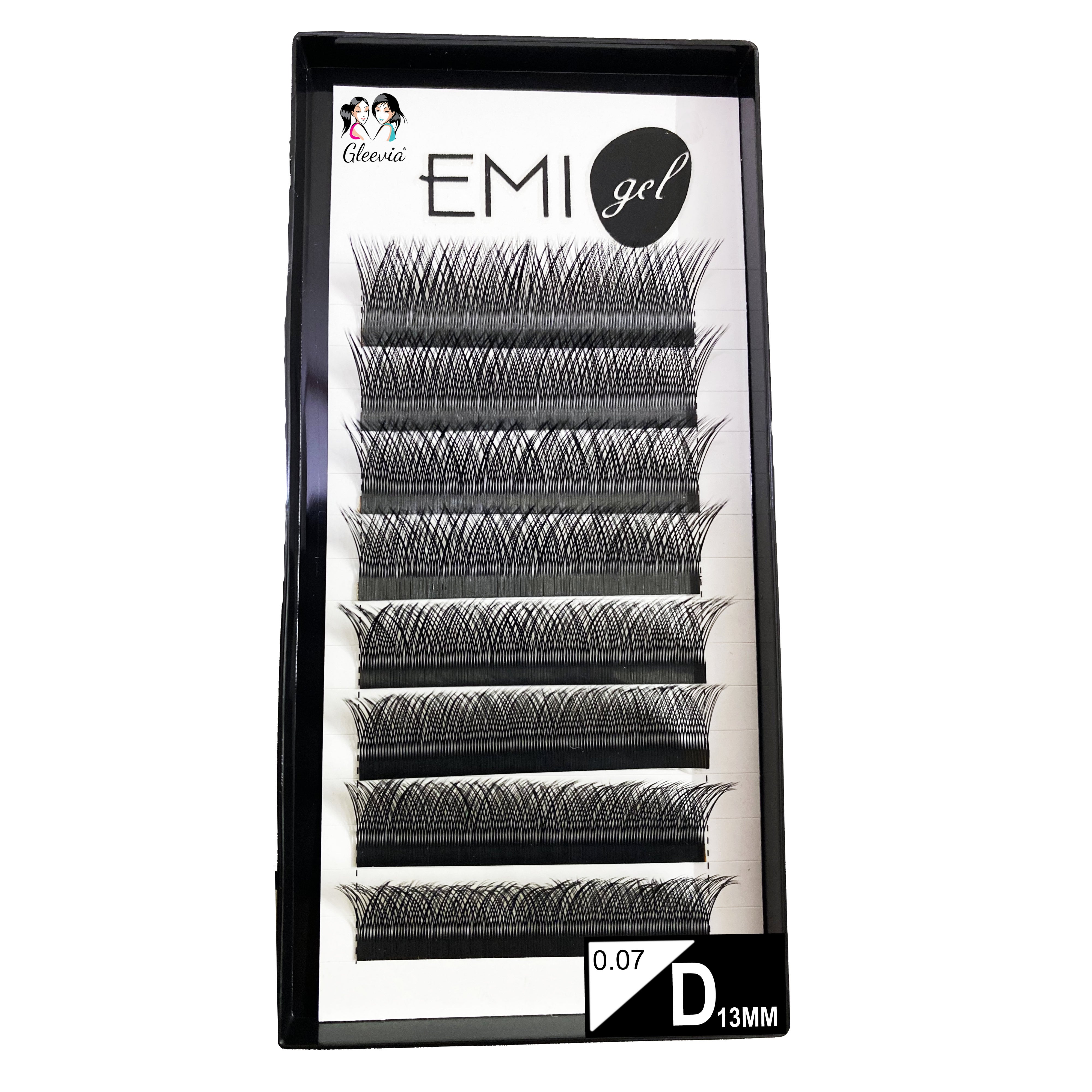 Permanent Curl Eyelashes Extension, 0.07-VY-YY-D13mm Classic Stable Curl (8Row Synthetic Black Eyelash)