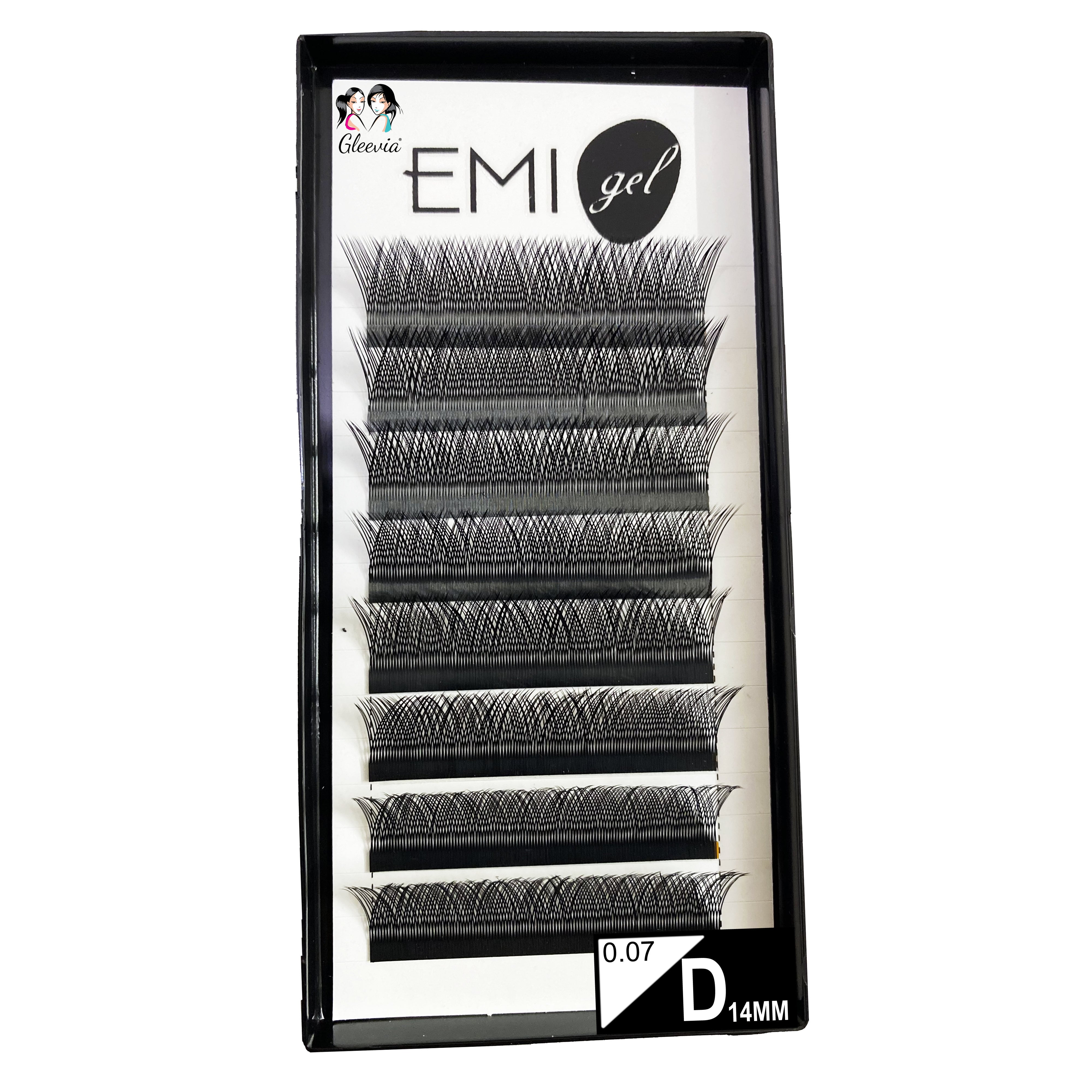 Permanent Curl Eyelashes Extension, 0.07-VY-YY-D14mm Classic Stable Curl (8Row Synthetic Black Eyelash)
