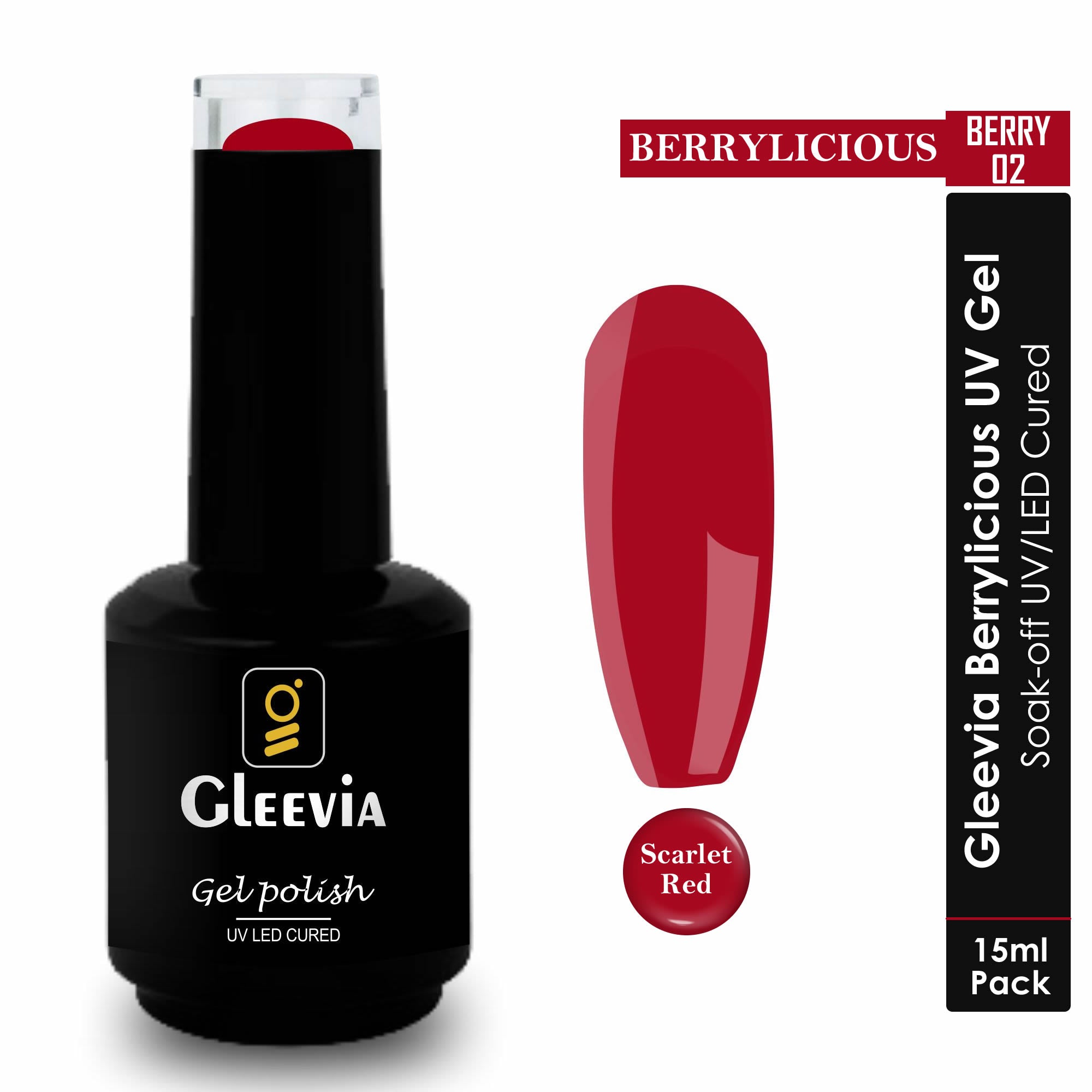 Gleevia Berrylicious UV/LED Gel Polish 15ml Brush Cap Shade Berry 02