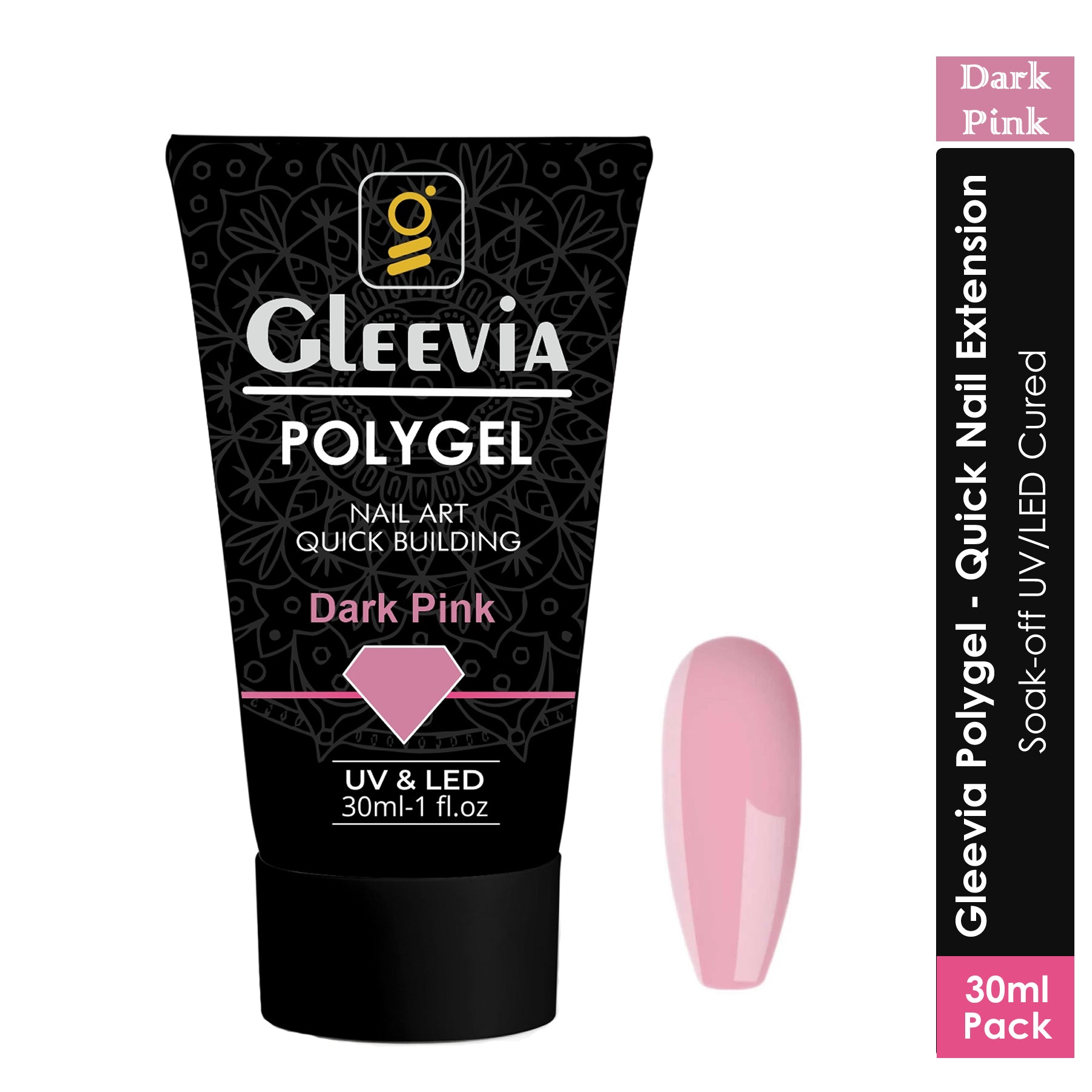 PolyGel Nail Art Quick Building Dark Pink 30ml Pack - Nail Extension