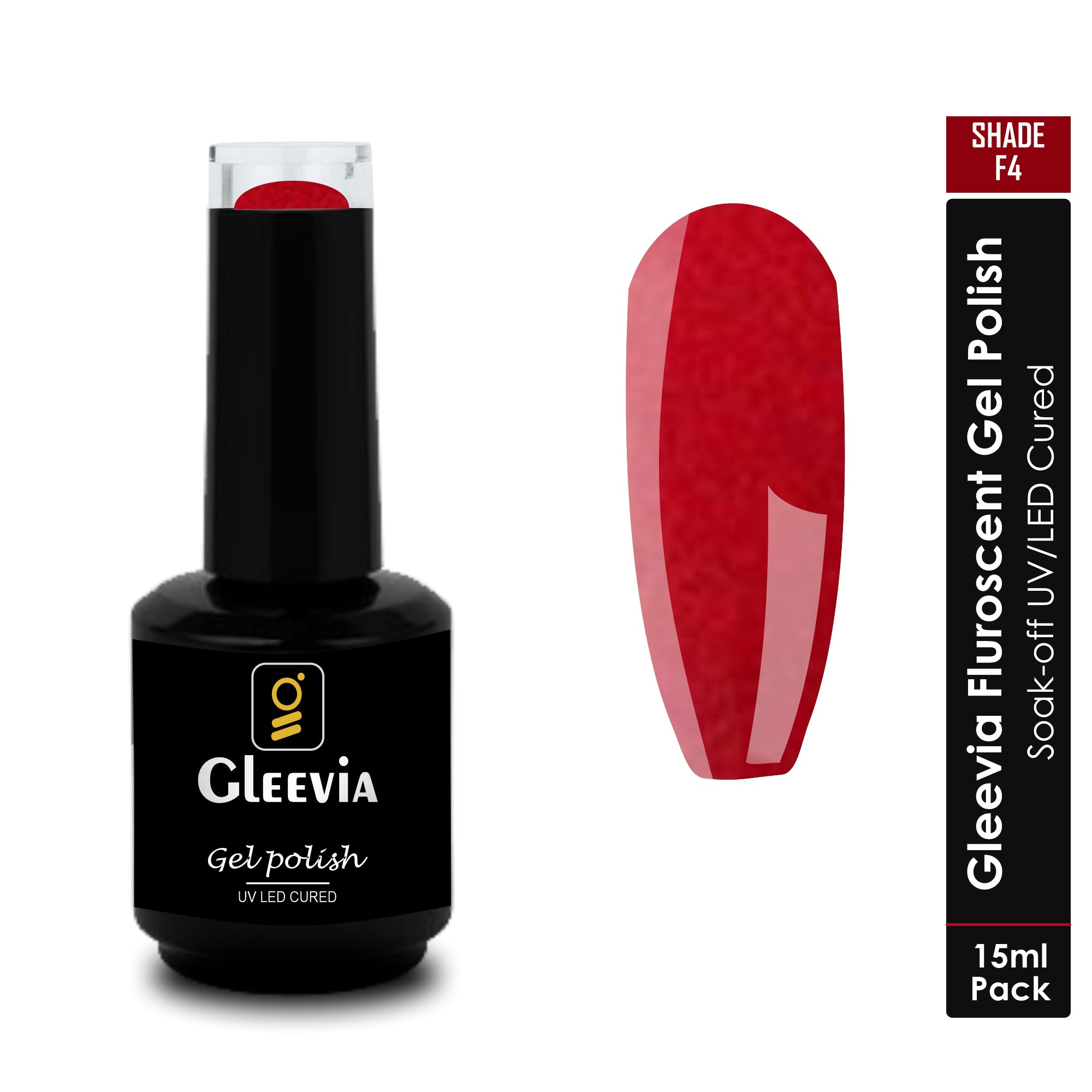 UV LED Soak-Off Fluorescent Gel Polish for Professionals 15ml Brush Cap F4