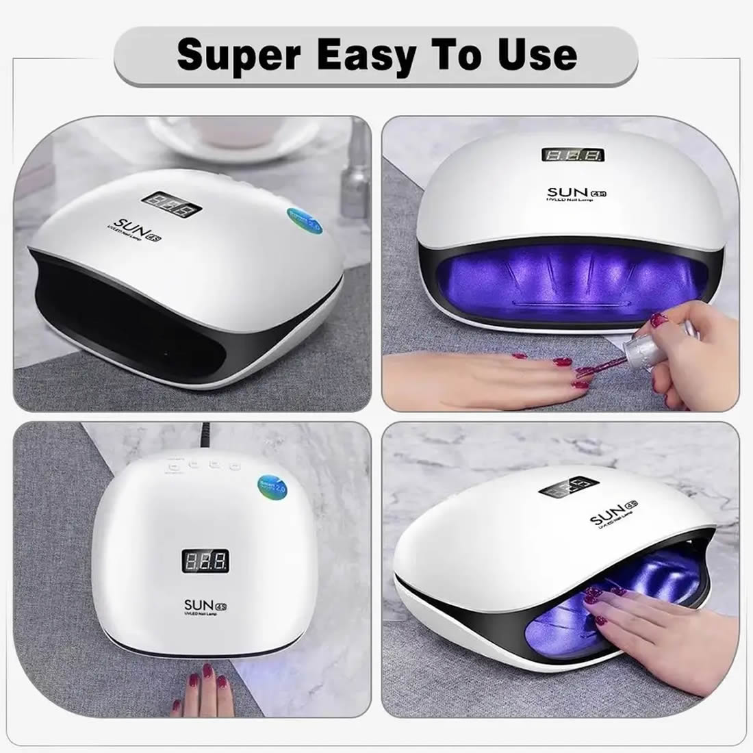 Gleevia Professional UV LED Nail Lamp 48W | Salon/Home Use Dryer for Nail Polish | 4 Timer Modes