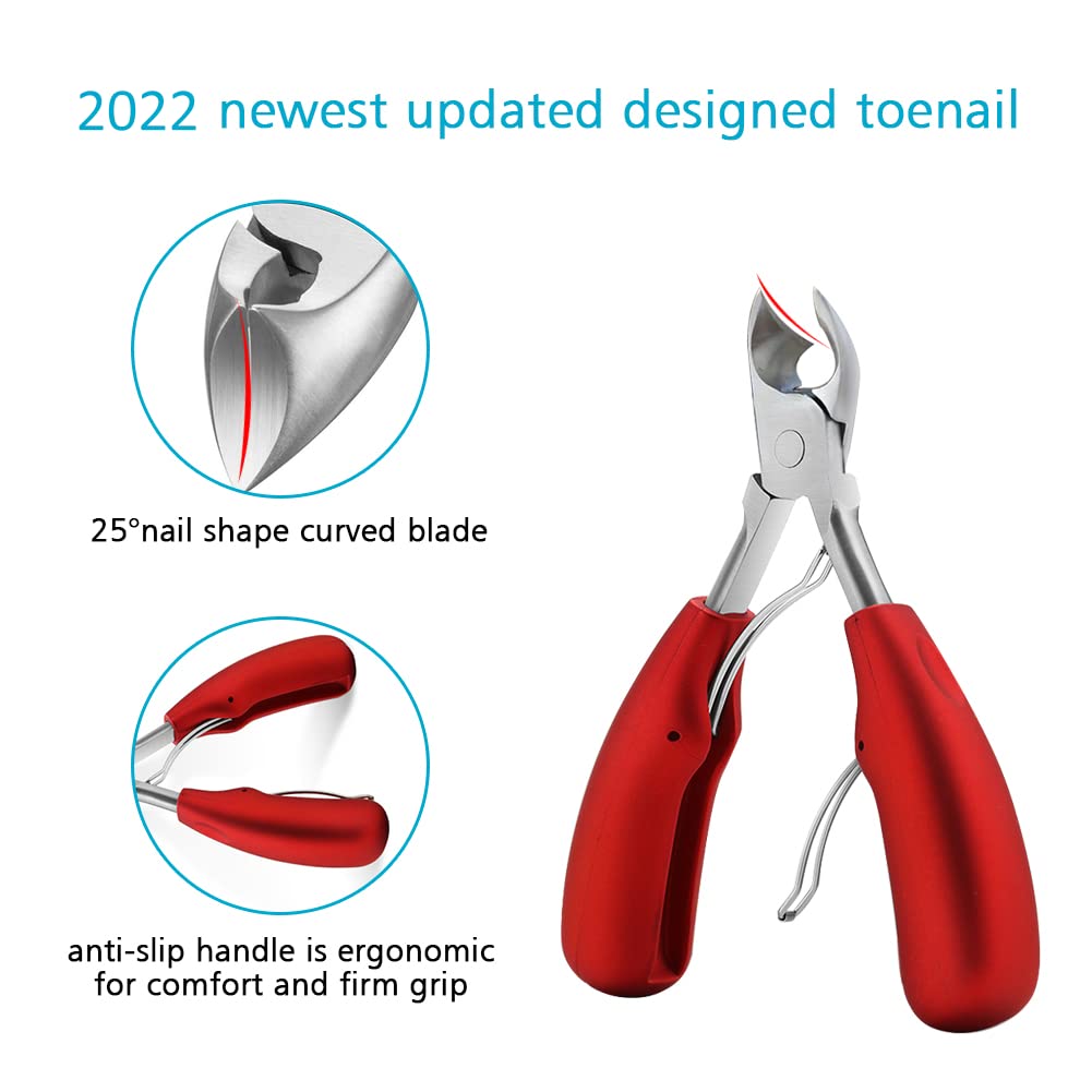 Toenail Clippers for Thick Nails: Professional Podiatrist Toe Nail Nippers Seniors Pedicure Ingrown Toenail Cutter with Stainless Steel Sharp Blade (Red, Blue, Black)