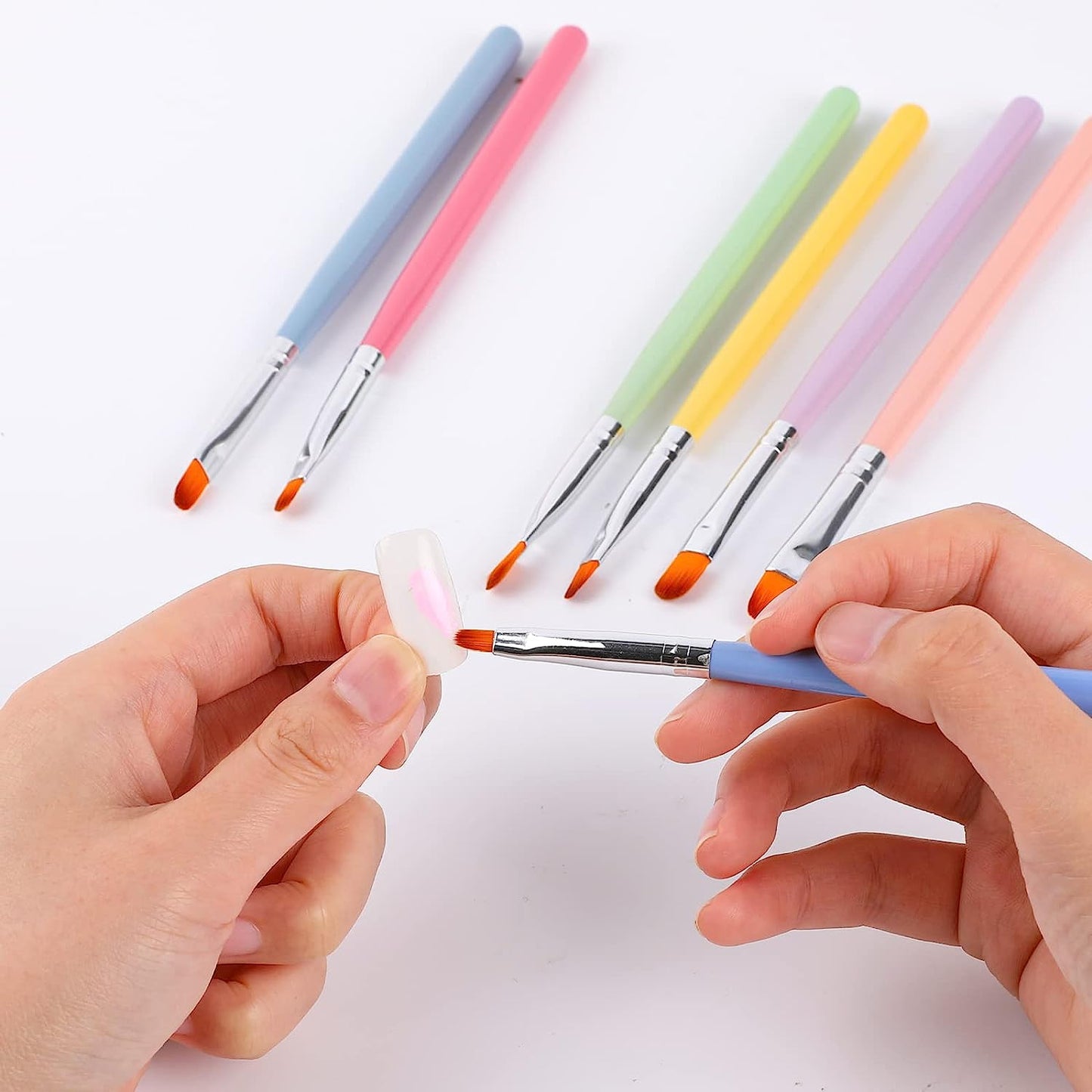 Gleevia 5PCS Different Size Professional Poly extension Gel Nail Art Tips Brush, Acrylic Nail Art Brush Nail Painting Brush Pen Set.