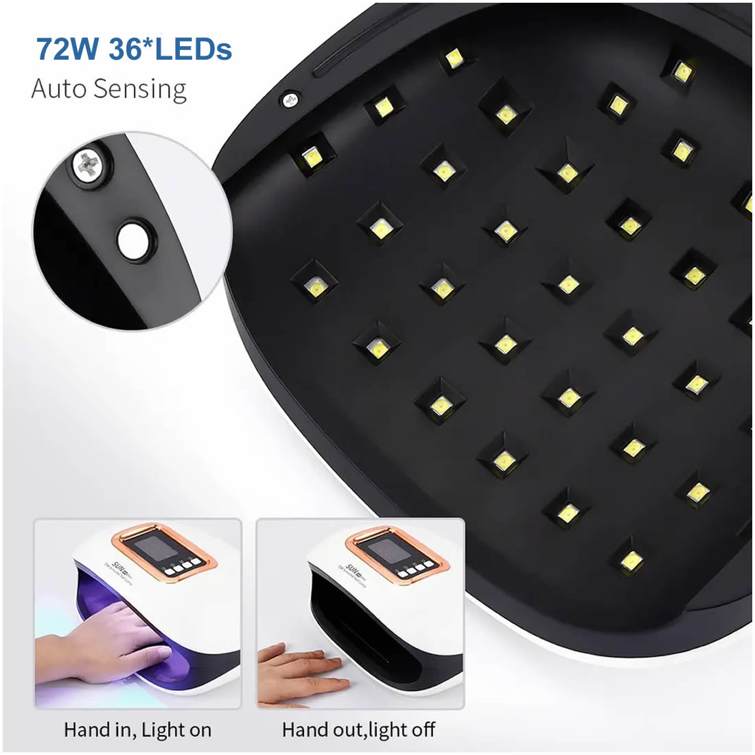 Gleevia UV/LED Nail Lamp 72W Sun H4 Plus Nail Polish Dryer Machine