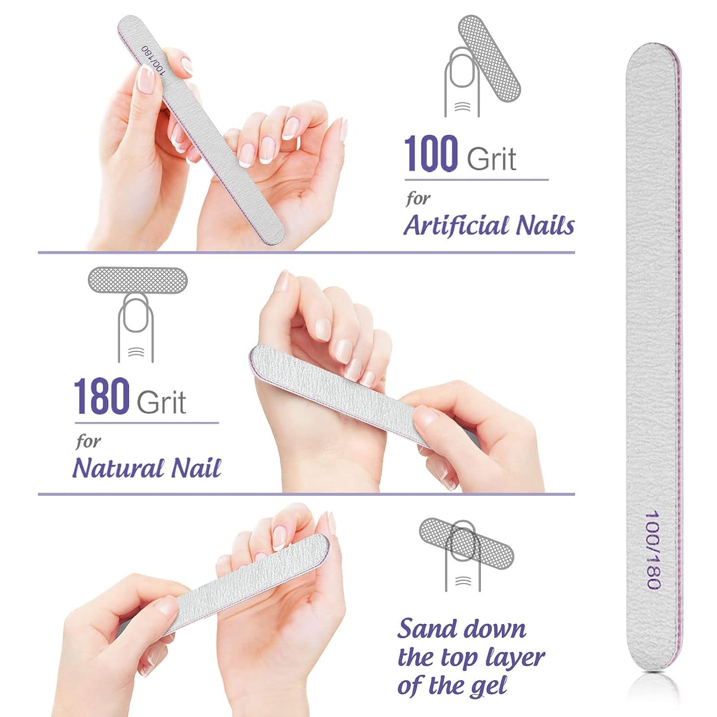 Gleevia Nail Gel Remover Tools Kit with Nail Remover Clips, Nail Remover Pads, Nail Brushes, Nail File Buffer, Cuticle Peeler