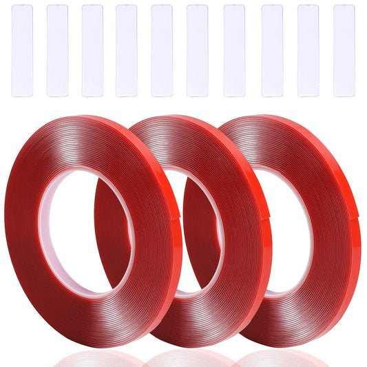 Nail Art Adhesive Double-Sided Tape, for Press on Nail Sticky Tabs, Red Tape for Nail Display Lens Manicure Tool (Pack Of 3)