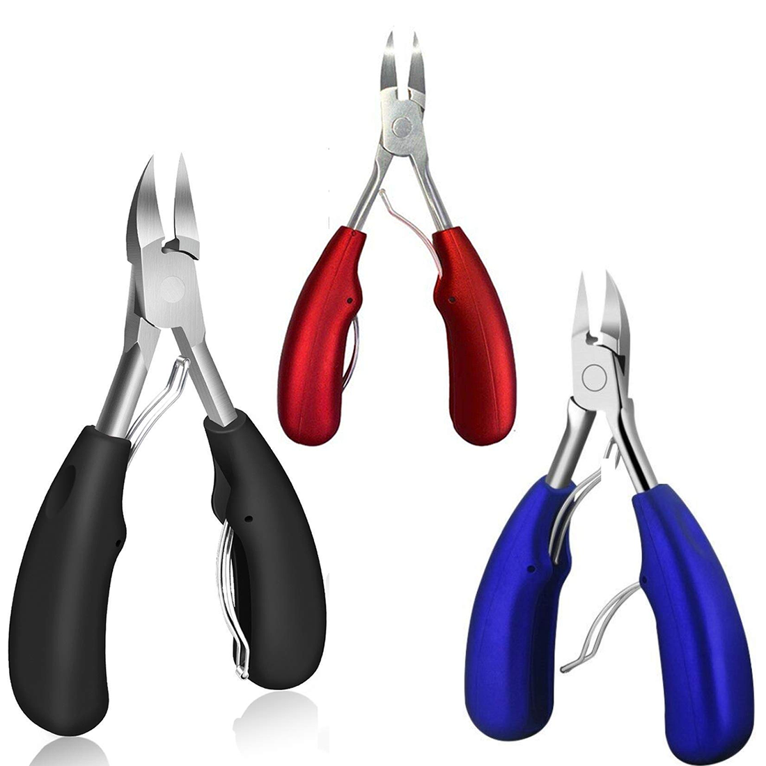 Toenail Clippers for Thick Nails: Professional Podiatrist Toe Nail Nippers Seniors Pedicure Ingrown Toenail Cutter with Stainless Steel Sharp Blade (Red, Blue, Black)