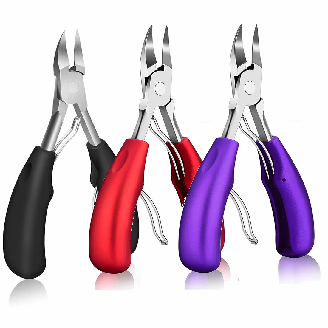 Toenail Clippers for Thick Nails: Professional Podiatrist Toe Nail Nippers Seniors Pedicure Ingrown Toenail Cutter with Stainless Steel Sharp Blade (Red, Blue, Black)