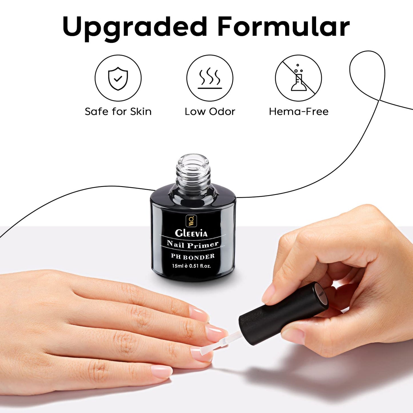 Gleevia Nail Primer for Gel Nail Primer for Nails 15ml Gel Polish Primer No Lift Acid Free Fast Air Dry Nail Prep Nail Bonder