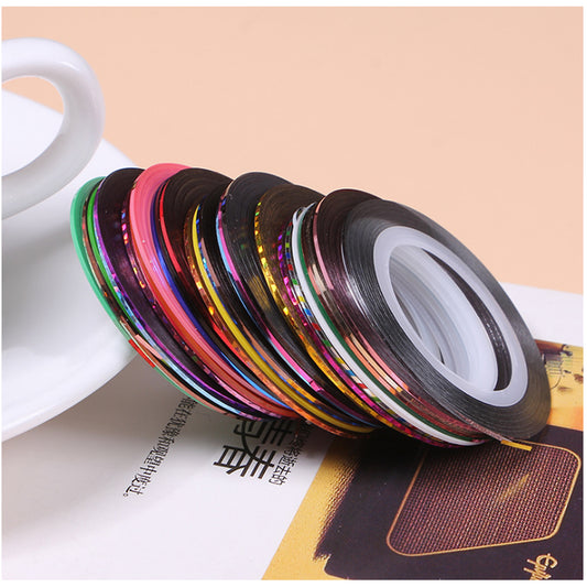 Gleevia 10pcs Multicolor Nail Striping Decals Foil Line Tape for DIY 3D Tips Decorations  (Multicolor)