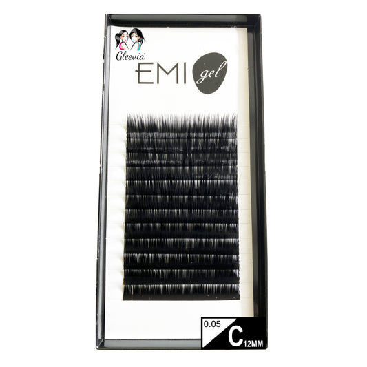 Permanent Curl Eyelashes Extension, 0.05-C12mm Classic Stable Curl (12Row Synthetic Black Eyelash)