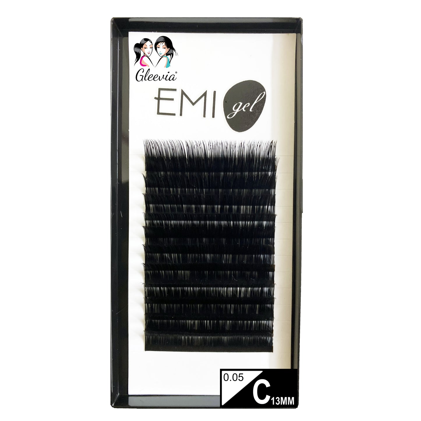 Permanent Curl Eyelashes Extension, 0.05-C13mm Classic Stable Curl (12Row Synthetic Black Eyelash)