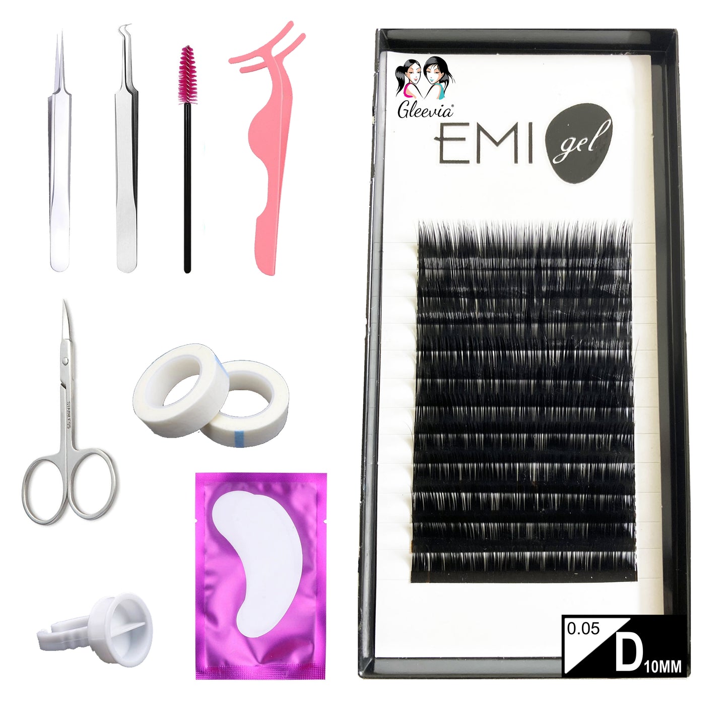 Permanent Curl Eyelashes Extension, 0.05-D10mm Classic Stable Curl (12Row Synthetic Black Eyelash)