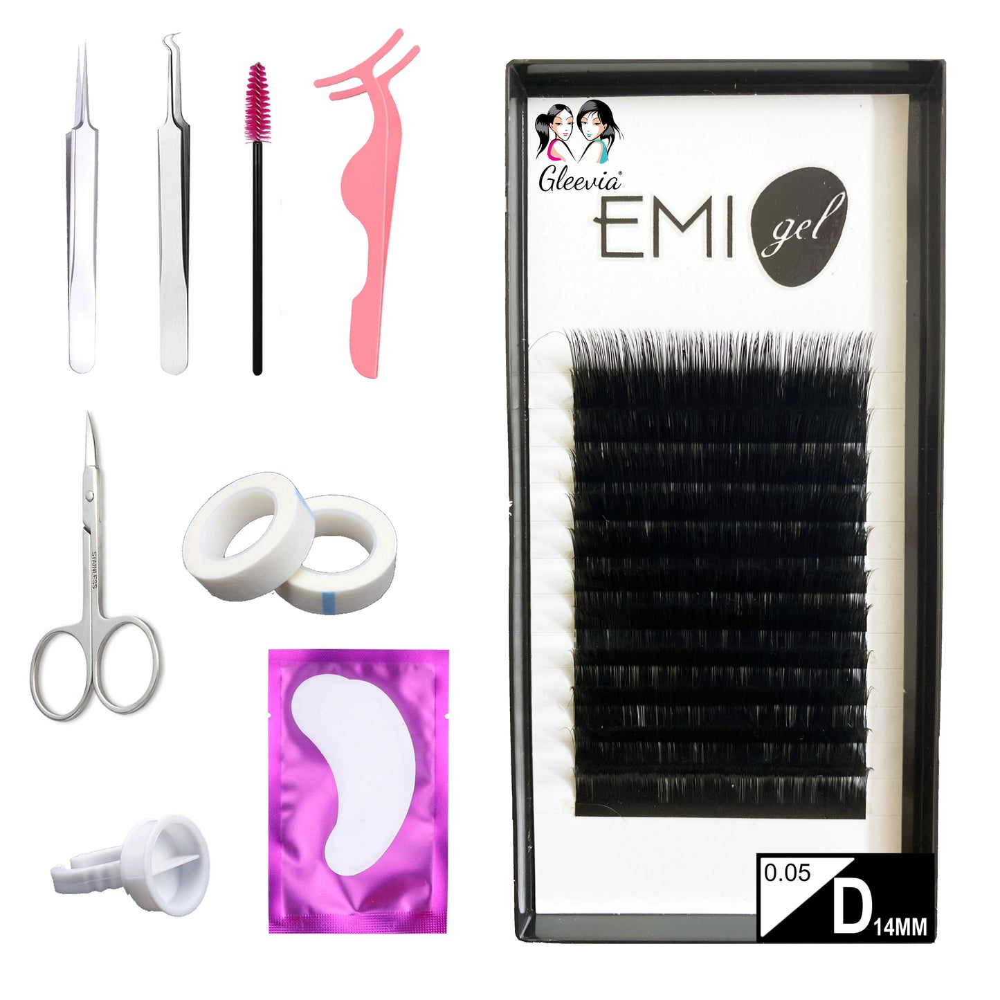 Permanent Curl Eyelashes Extension, 0.05-D14mm Classic Stable Curl (12Row Synthetic Black Eyelash)