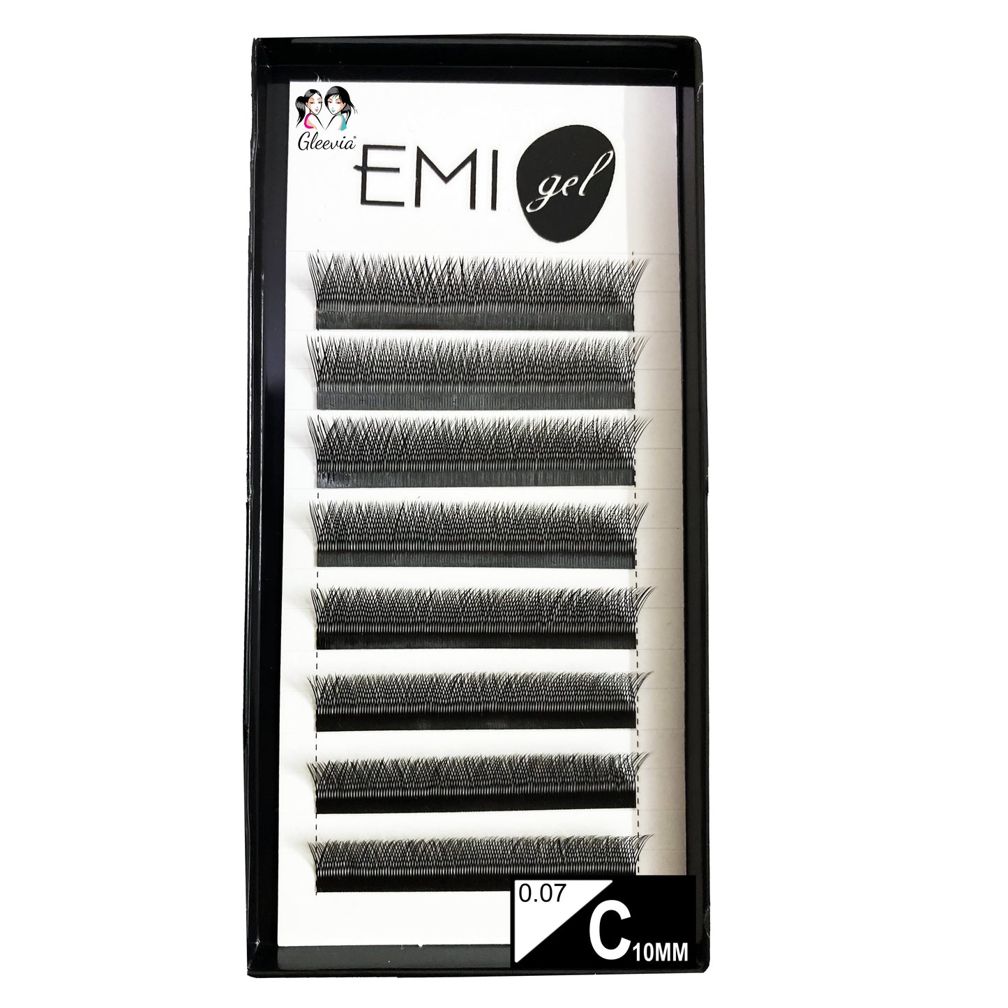 Permanent Curl Eyelashes Extension, 0.07-VY-YY-C10mm Classic Stable Curl (8Row Synthetic Black Eyelash)