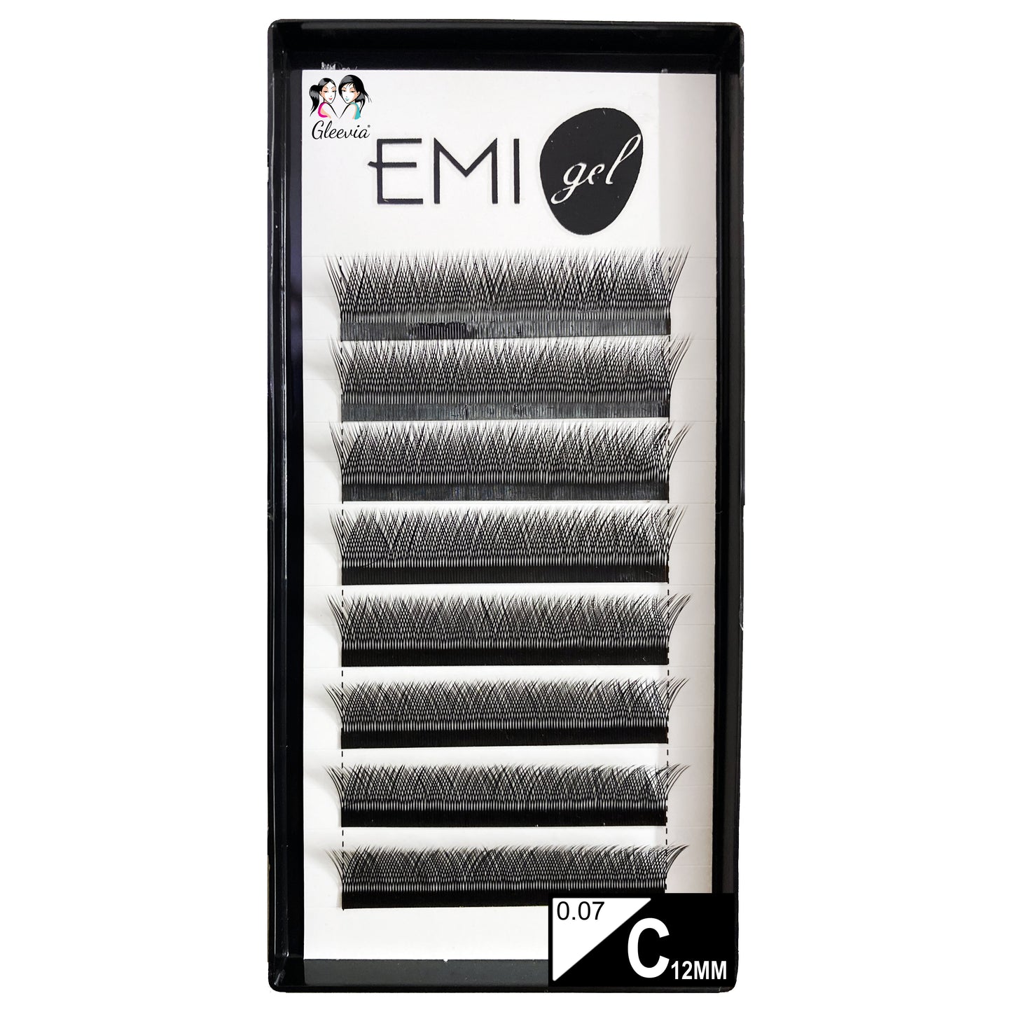 Permanent Curl Eyelashes Extension, 0.07-VY-YY-C12mm Classic Stable Curl (8Row Synthetic Black Eyelash)