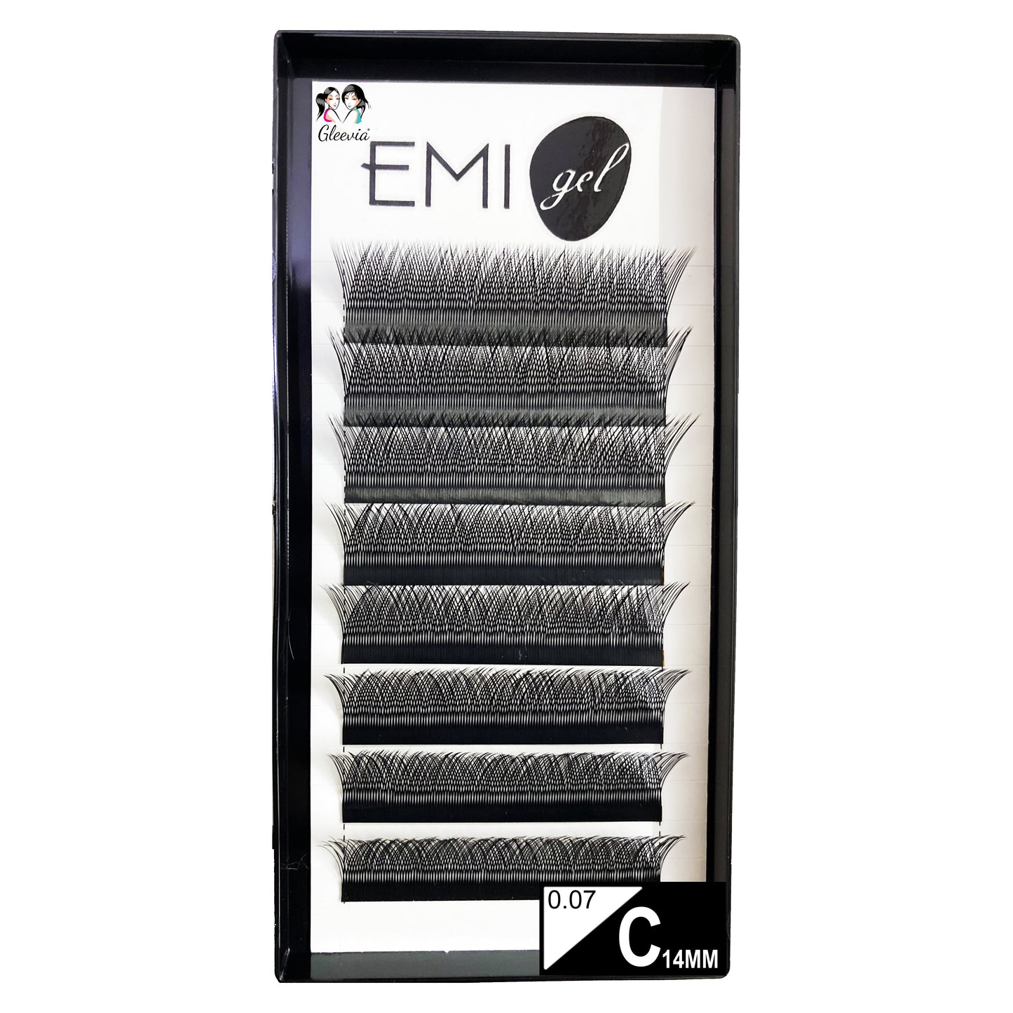 Permanent Curl Eyelashes Extension, 0.07-VY-YY-C14mm Classic Stable Curl (8Row Synthetic Black Eyelash)