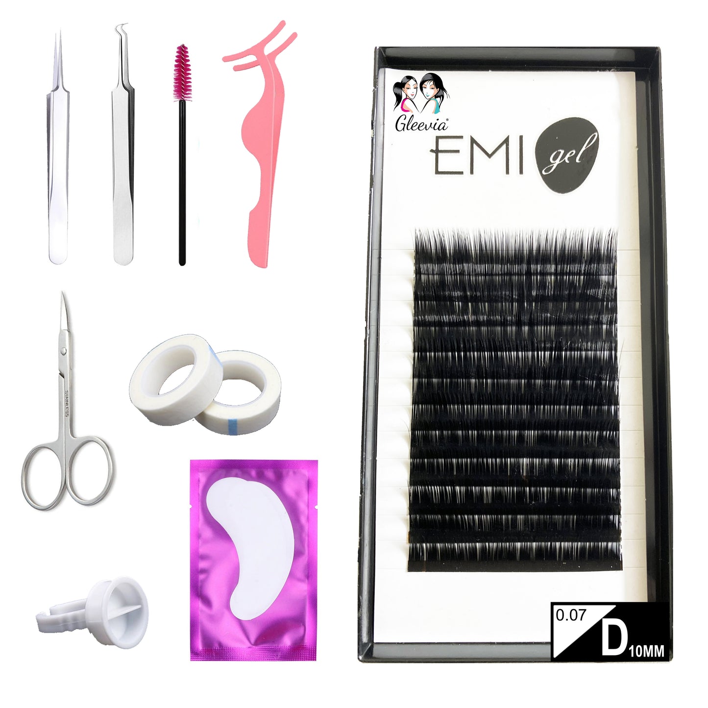 Permanent Curl Eyelashes Extension, 0.07-D10mm Classic Stable Curl (12Row Synthetic Black Eyelash)