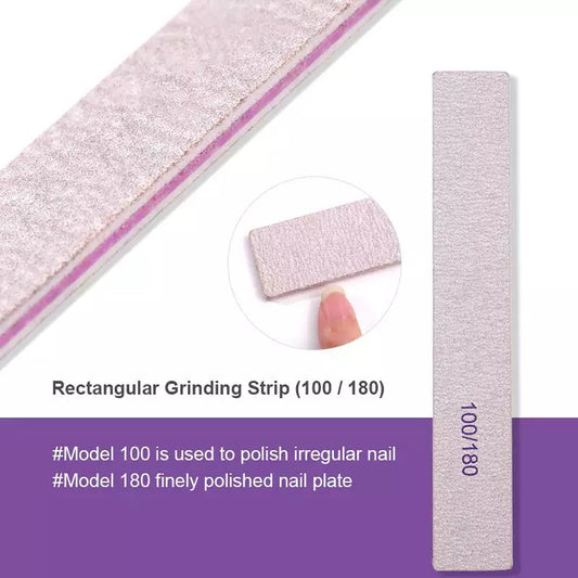 Nail Filer, Professional SandPaper Waterproof Nail Filer 100/180 Set | Rectangle Shape Fingernail files