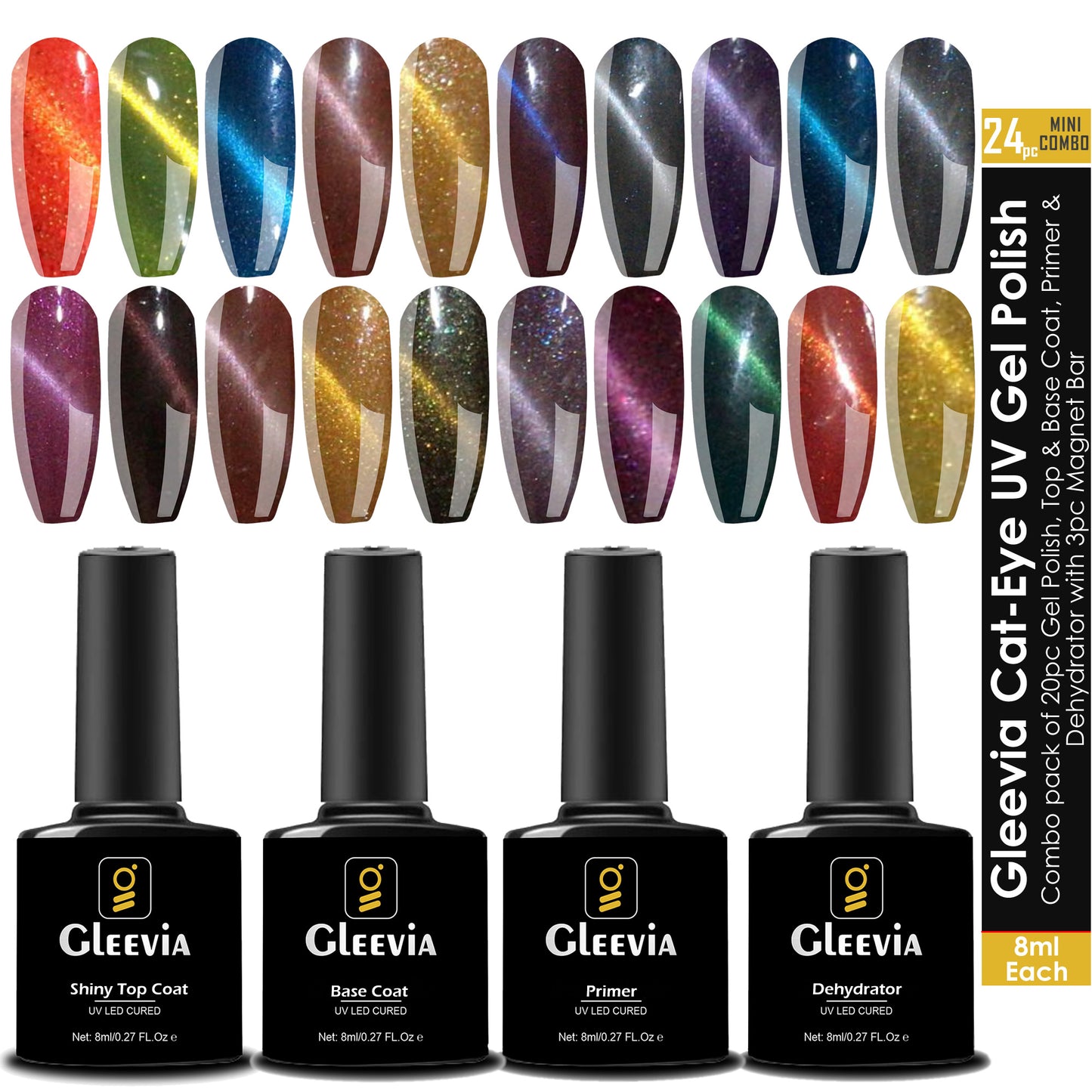 CatEye UV Gel Polish | Magnetic Gel Polish for Professionals 15ml/each Combo Pack of 25pcs